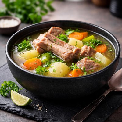 Sopa de caldo de cerdo