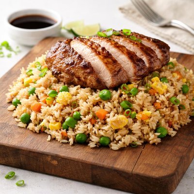 Pork chop fried rice