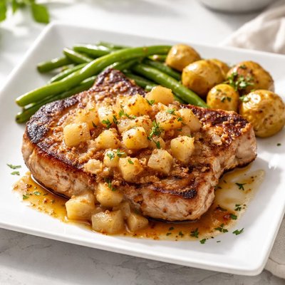 Pork chop with apple sauce