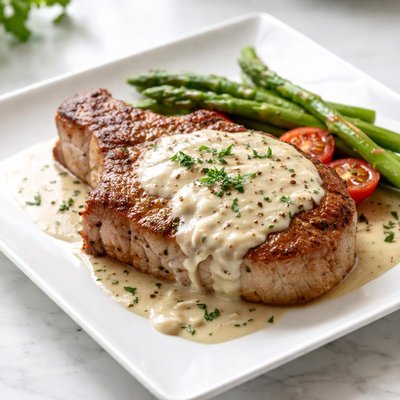 Pork chop with cream sauce