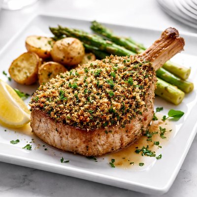 Pork chop with herb crust