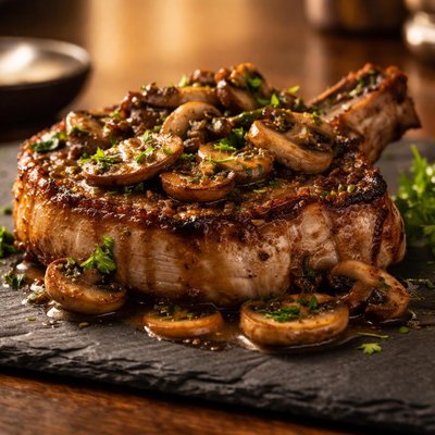 Pork chop with mushrooms