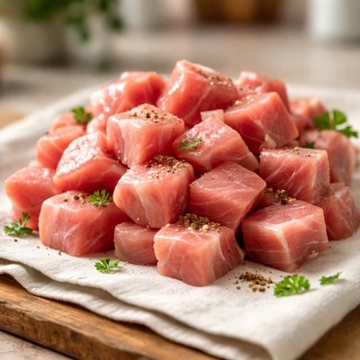 Pork chopped in cubes