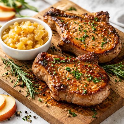 Pork chops and apple sauce