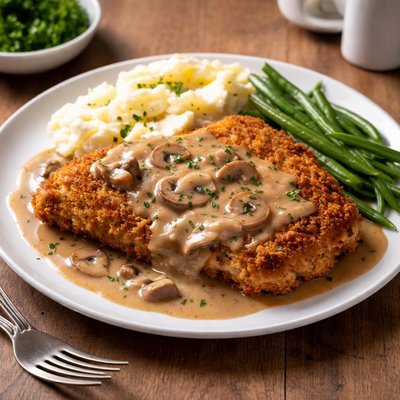 Pork cutlet with gravy