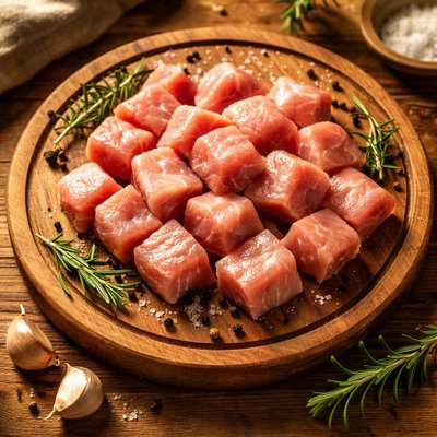 Pork loin diced