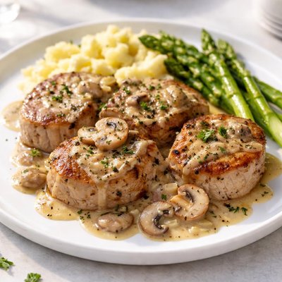 Pork medallions with mushroom sauce