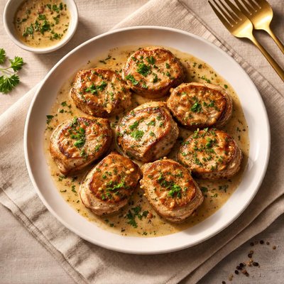 Pork medallions with sauce