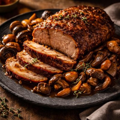 Pork pot roast with mushrooms
