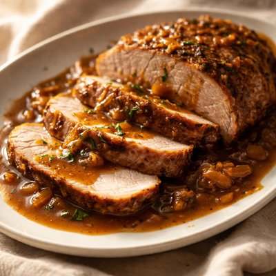 Pork roast in gravy
