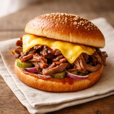 Pork sandwhich with cheese