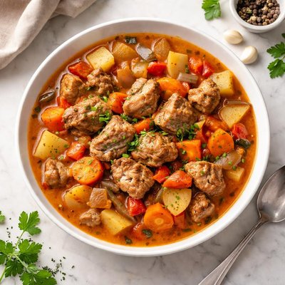 Pork stewed with vegetables