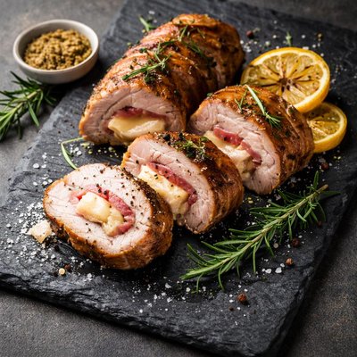 Pork stuffed with cheese and ham