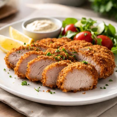 Pork tenderloin breaded and fried