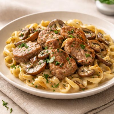 Pork tenderloin stroganoff