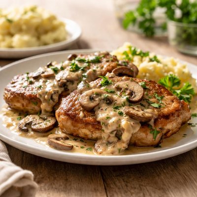 Pork with mushroom sauce
