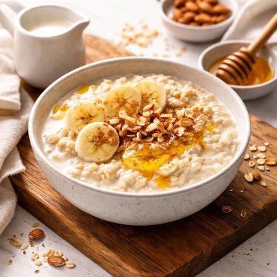 Porridge with milk and honey