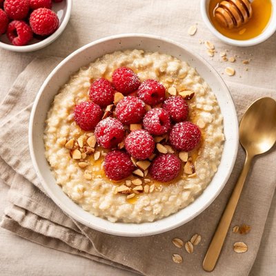 Porridge with raspberries