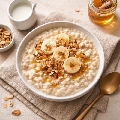 Porridge with skim milk and honey