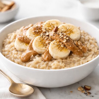 Porrige with banna and almond buter