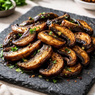 Portobello mushrooms sauteed in ghee