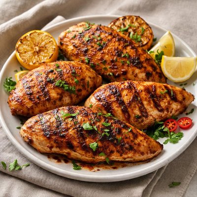 Peito de frango grelhado estilo português