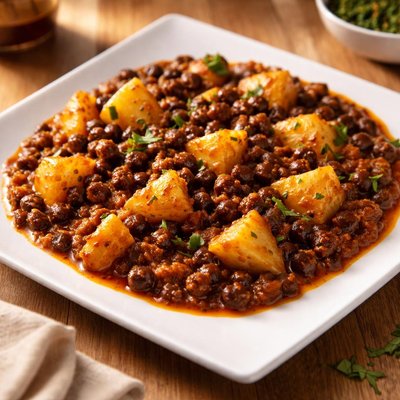 Potato and black chana curry