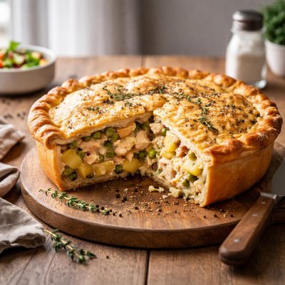 Potato and chicken pie