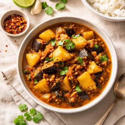 Potato and eggplant curry