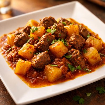 Potato and meat curry