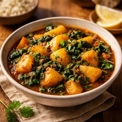 Potato and spinach curry