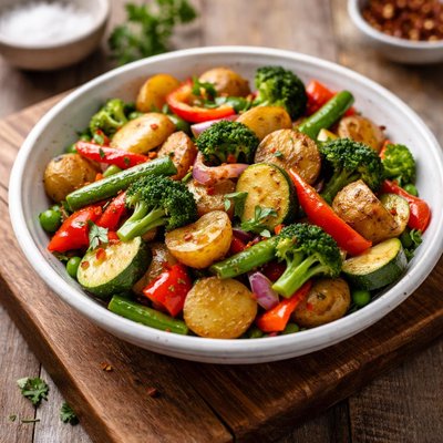 Potato and vegetable stir-fry