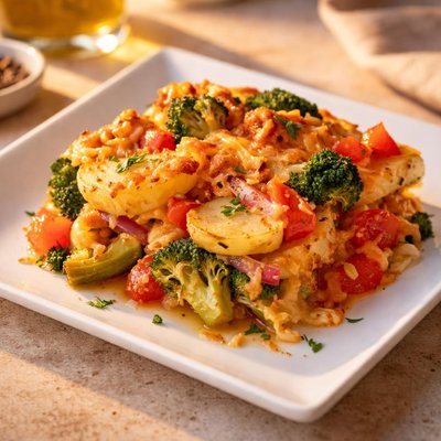 Potato bake with vegetables