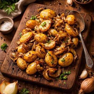 Papa cocida con cebolla