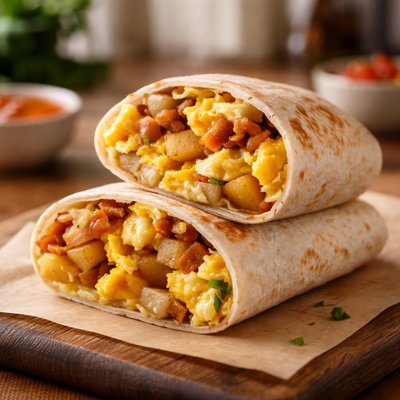 Potato egg and cheese burrito