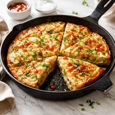 Potato frittata with hot sauce