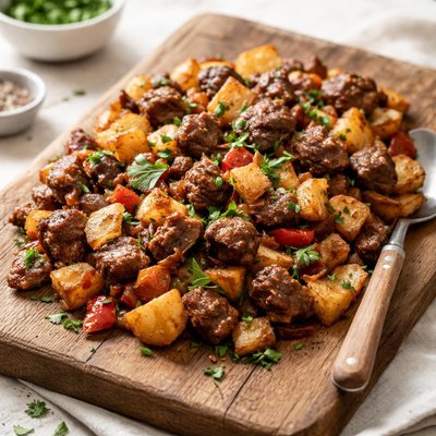 Potato hash with beef