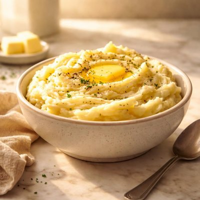 puré de papas con mantequilla y leche