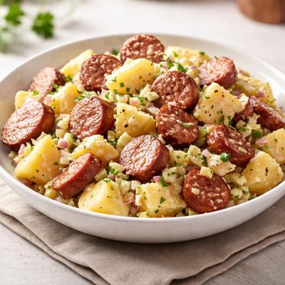 Potato salad with sausage