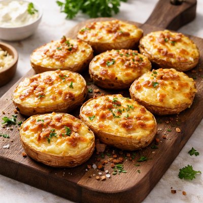 Potato slices with cheese