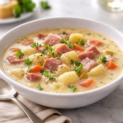 Potato soup with ham