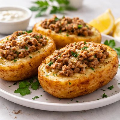 Potato stuffed with meat and fried