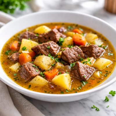 Potatoes and beef soup