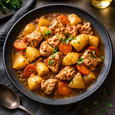 Potatoes and chicken breast stew
