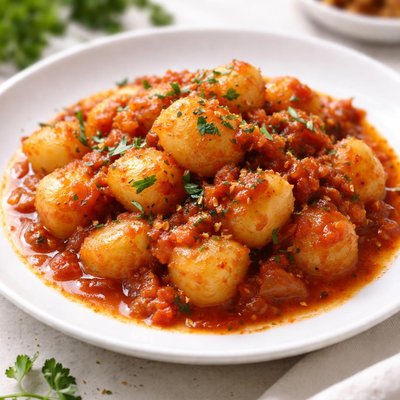 Potatoes in tomato sauce
