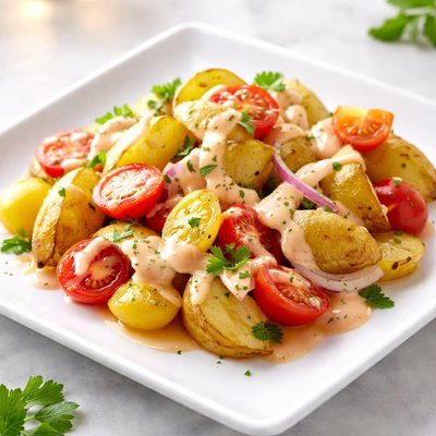 番茄土豆配千岛酱