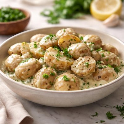 Potatoes with creamy sauce