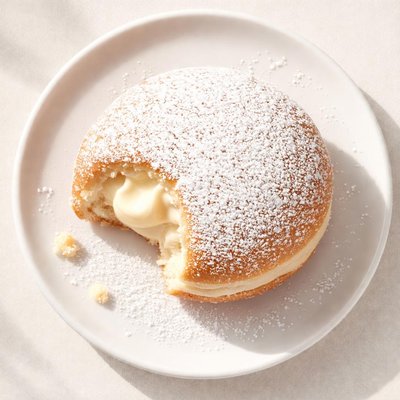 Powdered donut with cream filling