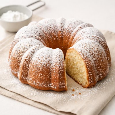 Powdered sugar cake