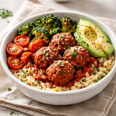 Power bowl meat ball marinara
